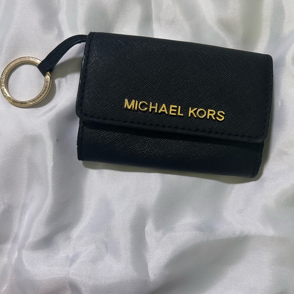 Michael Kors Black Card Holder with Gold Accents